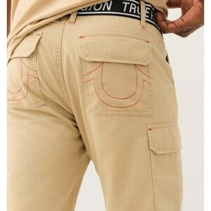 True Religion 36x32 Travertine Belted Logo Cargo Pants Style 700379